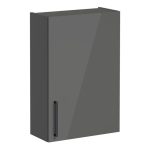 VitrA Root Flat 60cm 1 Door Upper/Wall Unit (RH Hinge) - Anthracite High Gloss