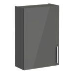VitrA Root Flat 60cm 1 Door Upper/Wall Unit (LH Hinge) - Anthracite High Gloss