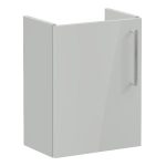VitrA Root Flat 40cm 1 Door Wall Hung Slim Washbasin Unit (LH Hinge) - Shiny Pearl Grey