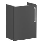VitrA Root Flat 40cm 1 Door Wall Hung Slim Washbasin Unit (LH Hinge) - Matt Storm Grey