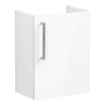 VitrA Root Flat 40cm 1 Door Wall Hung Slim Washbasin Unit (RH Hinge) - High Gloss White