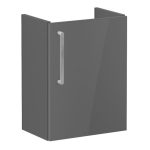 VitrA Root Flat 40cm 1 Door Wall Hung Slim Washbasin Unit (RH Hinge) - Anthracite High Gloss
