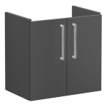 VitrA Root Flat 60cm 2 Door Wall Hung Slim Washbasin Unit - Matt Storm Grey