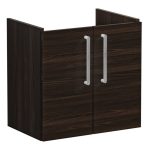 VitrA Root Flat 60cm 2 Door Wall Hung Slim Washbasin Unit - Walnut