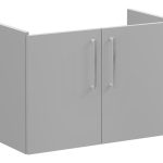 VitrA Root Flat 80cm 2 Door Wall Hung Slim Washbasin Unit - Matt Rock Grey