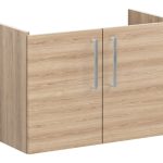 VitrA Root Flat 80cm 2 Door Wall Hung Slim Washbasin Unit - Natural Oak