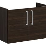 VitrA Root Flat 80cm 2 Door Wall Hung Slim Washbasin Unit - Walnut