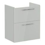 VitrA Root Flat 60cm 2 Drawer Slim Washbasin Unit - Shiny Pearl Grey