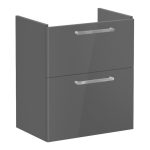 VitrA Root Flat 60cm 2 Drawer Slim Washbasin Unit - Anthracite High Gloss