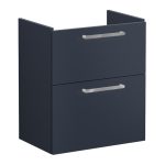VitrA Root Flat 60cm 2 Drawer Slim Washbasin Unit - Matt Dark Blue