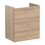 VitrA Root Flat 60cm 2 Drawer Slim Washbasin Unit - Natural Oak