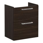 VitrA Root Flat 60cm 2 Drawer Slim Washbasin Unit - Walnut