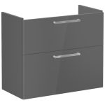 VitrA Root Flat 80cm 2 Drawer Slim Washbasin Unit - Anthracite High Gloss