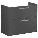 VitrA Root Flat 80cm 2 Drawer Slim Washbasin Unit - Matt Storm Grey