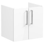 VitrA Root Flat 60cm 2 Door Wall Hung Washbasin Unit - High Gloss White