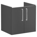 VitrA Root Flat 60cm 2 Door Wall Hung Washbasin Unit - Matt Storm Grey