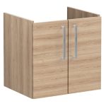 VitrA Root Flat 60cm 2 Door Wall Hung Washbasin Unit - Natural Oak