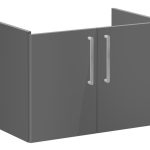 VitrA Root Flat 80cm 2 Door Wall Hung Washbasin Unit - Anthracite High Gloss