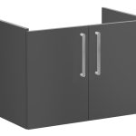 VitrA Root Flat 80cm 2 Door Wall Hung Washbasin Unit - Matt Storm Grey