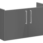 VitrA Root Flat 100cm 2 Door Washbasin Unit - Anthracite High Gloss