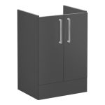 VitrA Root Flat 60cm 2 Door Floor Standing Washbasin Unit - Matt Storm Grey