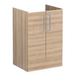 VitrA Root Flat 60cm 2 Door Floor Standing Washbasin Unit - Natural Oak