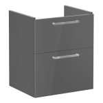 VitrA Root Flat 60cm 2 Drawer Washbasin Unit - Anthracite High Gloss