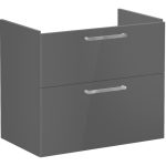 VitrA Root Flat 80cm 2 Drawer Washbasin Unit - Anthracite High Gloss