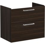 VitrA Root Flat 80cm 2 Drawer Washbasin Unit - Walnut