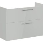 VitrA Root Flat 100cm 2 Drawer Washbasin Unit - Shiny Pearl Grey