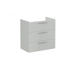 VitrA Root Flat 80cm 3 Drawer Washbasin Unit - Shiny Pearl Grey