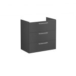 VitrA Root Flat 80cm 3 Drawer Washbasin Unit - Matt Storm Grey