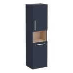 VitrA Root Flat 40cm 2 Door Semi-Tall Unit w/Laundry Basket (RH Hinge) - Matt Dark Blue