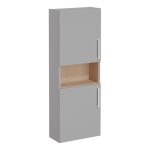 VitrA Root Flat 55cm 2 Door Semi-Tall Unit (LH Hinge) - Matt Rock Grey