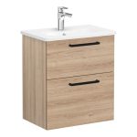 VitrA Zentrum Compact 60cm 2 Drawer W/H Washbasin Unit - Natural Oak