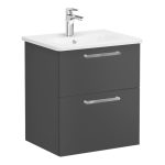 VitrA Zentrum 60cm 2 Drawer W/H Washbasin Unit - Matt Storm Grey