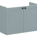 VitrA Root Classic 80cm 2 Door Wall Hung Slim Washbasin Unit - Matt Fjord Green