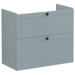 VitrA Root Classic 80cm 2 Drawer Slim Washbasin Unit - Matt Fjord Green