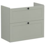 VitrA Root Classic 80cm 2 Drawer Slim Washbasin Unit - Matt Retro Green