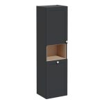 VitrA Root Classic 40cm 2 Door Semi-Tall Unit w/Laundry Basket (LH Hinge) - Matt Graphite