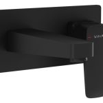 VitrA Root Square Wall Mounted Basin Mixer - Matt Black