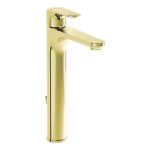 VitrA Root Round Tall Basin Mixer w/Waste Lever - Soft Gold
