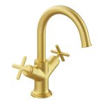 VitrA Origin Classic Basin Mixer (Cross Handles) - Brushed Gold