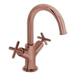 VitrA Origin Classic Basin Mixer (Cross Handles) - Soft Copper