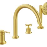 VitrA Origin Classic 4-Hole Bath/Shower Mixer - Brushed Gold