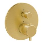 VitrA Root Round Integrated Thermostatic Bath/Shower Mixer Valve - Brushed Gold