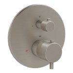 VitrA Root Round Integrated Thermostatic Bath/Shower Mixer Valve - Brushed Nickel