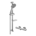 VitrA Samba 3-Function Hand Shower w/Slide Rail & Thermostatic Shower Mixer - Chrome