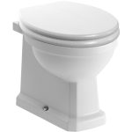Summit Back To Wall WC & Satin White Wood Effect Seat w/Br.Brass Finishes